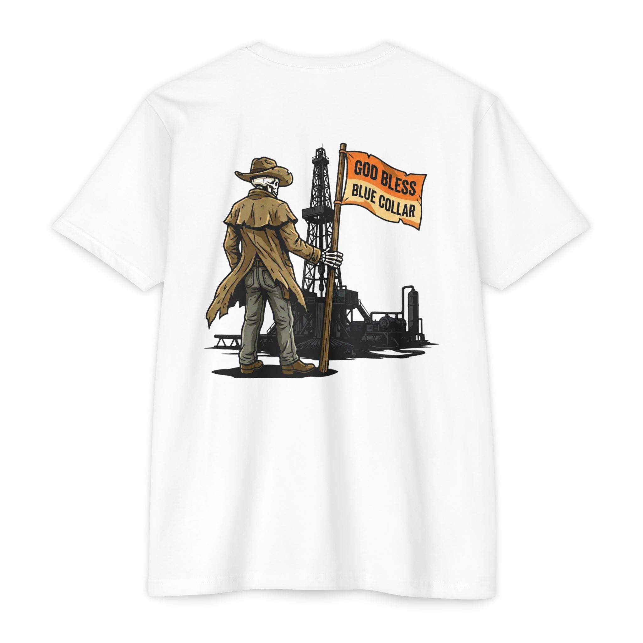 God Bless Blue Collar — Drill Rig Worker Graphic Tee