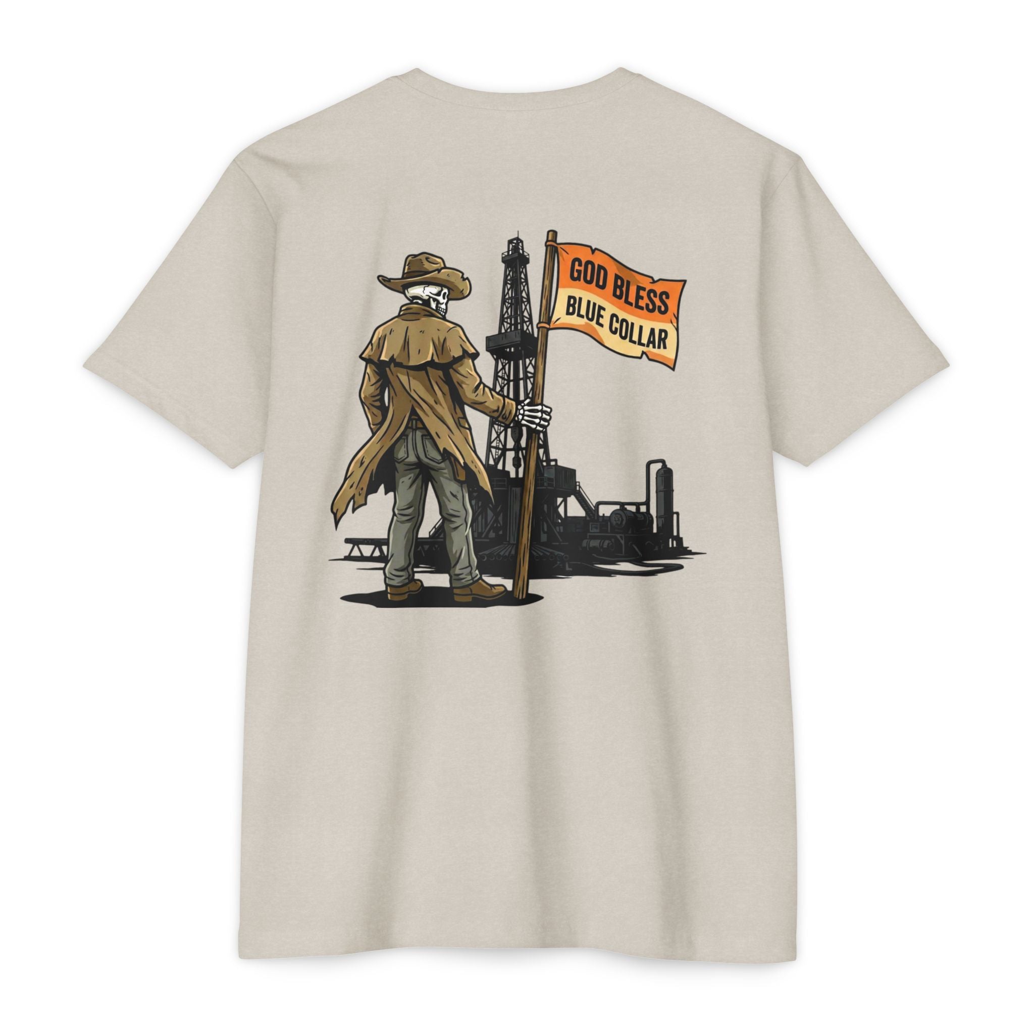 God Bless Blue Collar — Drill Rig Worker Graphic Tee