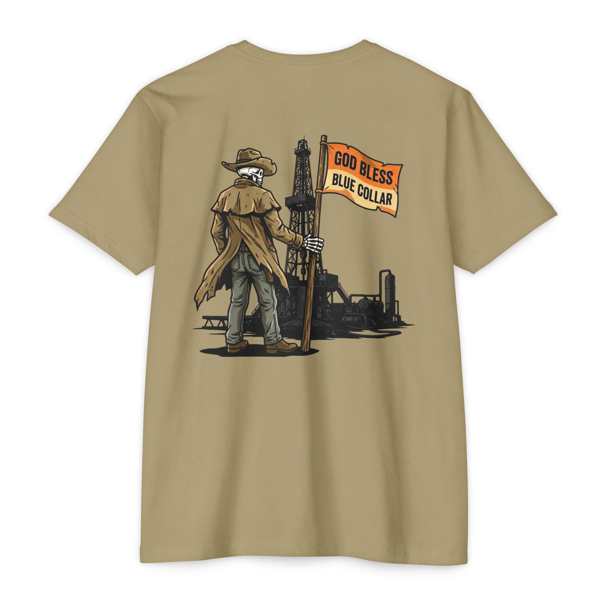 God Bless Blue Collar — Drill Rig Worker Graphic Tee