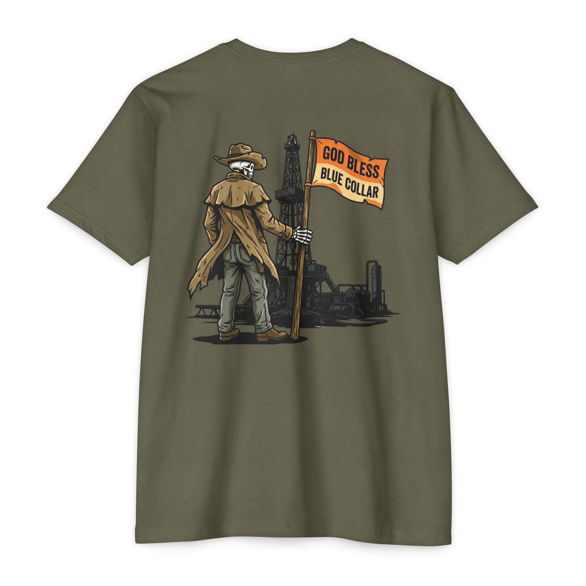 God Bless Blue Collar — Drill Rig Worker Graphic Tee