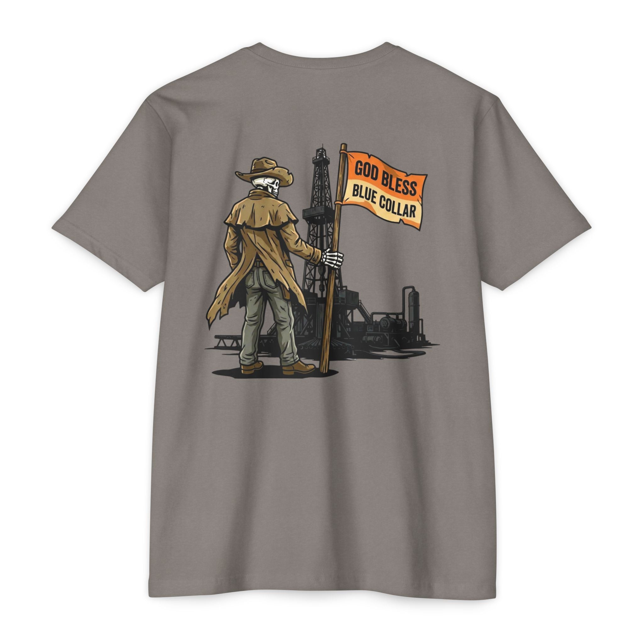 God Bless Blue Collar — Drill Rig Worker Graphic Tee