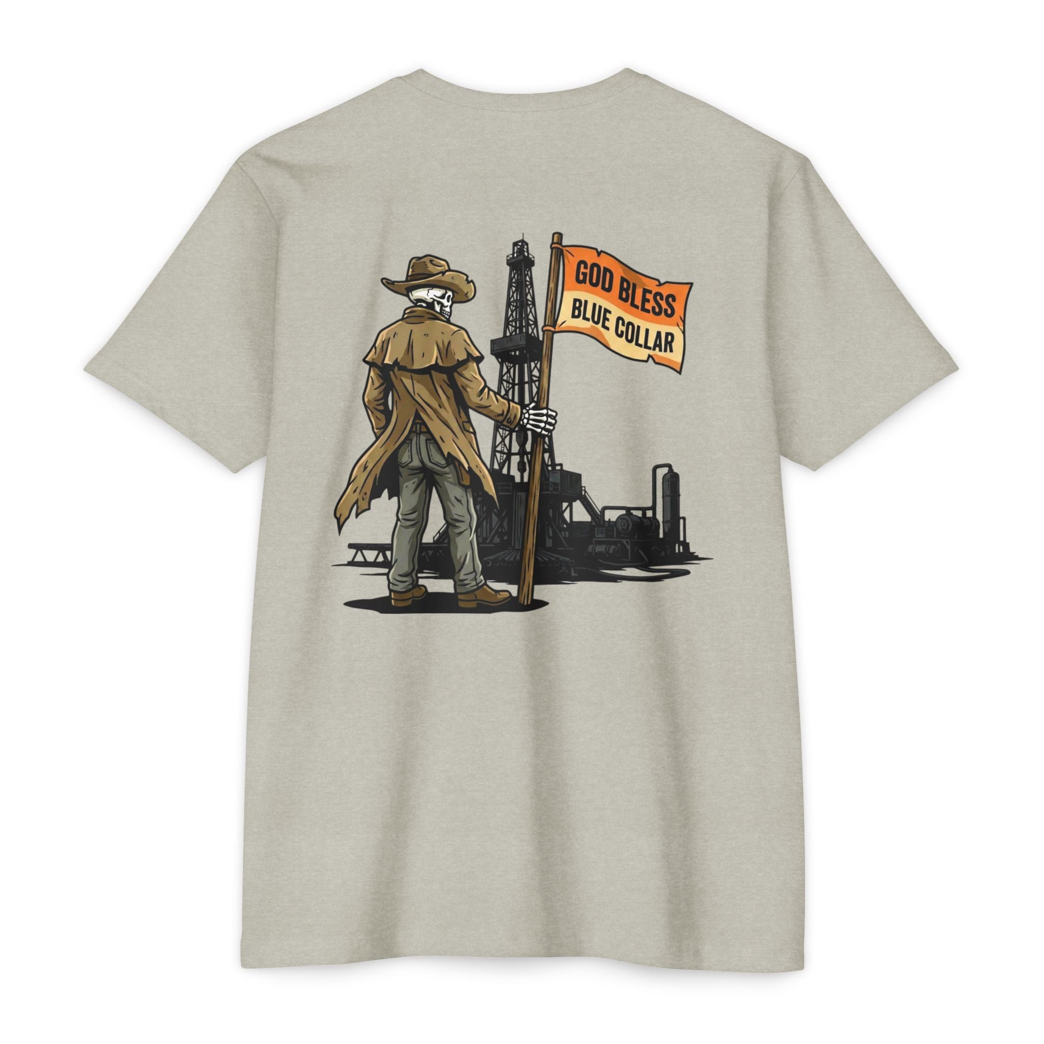 God Bless Blue Collar — Drill Rig Worker Graphic Tee
