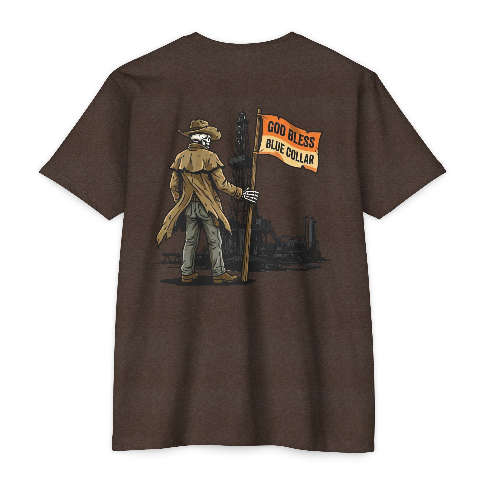 God Bless Blue Collar — Drill Rig Worker Graphic Tee